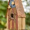 Set of 2 12.5''H Patriotic Distressed Solid Wood Single-Family Decorative Outdoor Garden Birdhouse with 3D Stars